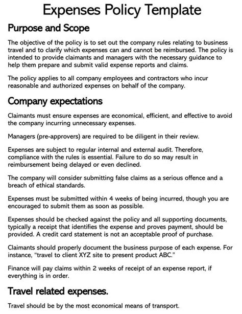 Expenses Policy .